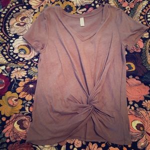 mauve knot front tee shirt